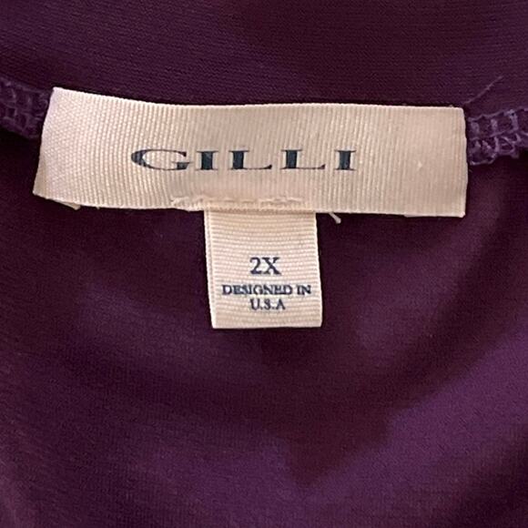 Gilli Purple Faux Wrap Dress Womens Size 2X Midi Stretchy Work Church Feminine - Picture 4 of 11